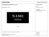 Personalized Business Name Tag – 3"x1.5" — black-and-white architectural dimension drawing, sheet 1; reference SKU NT-0315-BKWH.
