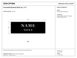 Personalized Business Name Tag – 3"x1" — black-and-white architectural dimension drawing, sheet 1; reference SKU NT-0301-BKWH.