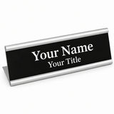 Personalized Desktop Business Name Tag – 2"x8" — customizable sample studio view; SKU NTD-BKWH.