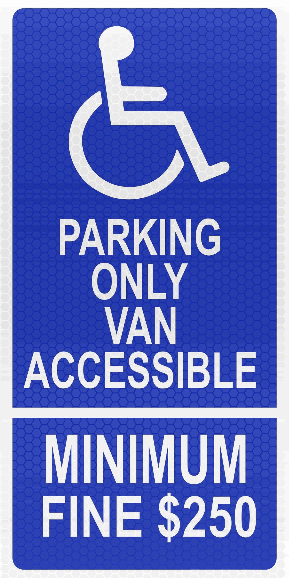 R99C California Handicap Van Accessible Parking Space Sign – 12"x24" — Color &amp; detail