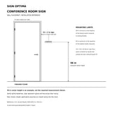 CNF-1002 Conference Room tactile sign mounting guide: latch-side wall placement, 48 to 60 inch tactile baseline mounting limits and clear floor space.