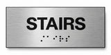 ADA Compliant Stairs Sign – 6"x3" Tactile with Braille — horizontal brushed aluminum with black lettering