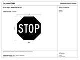 STOP Sign – 0.063" Aluminum Diamond Grade Reflective — black-and-white architectural dimension drawing, sheet 1; reference SKU PKS-STOP-2424.