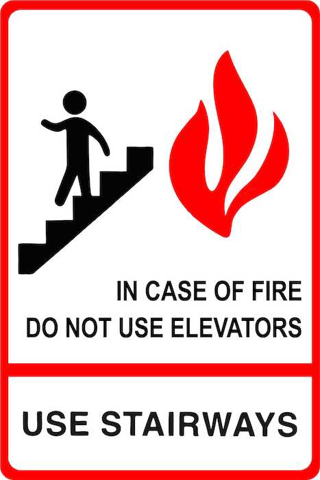 SignOptima™️ ADA Compliant Elevator Sign, IN CASE OF FIRE USE STAIRS