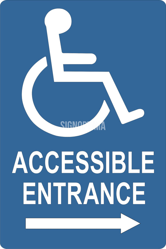 ADA Compliant Accessible Entrance Sign with Arrow ,Acrylic 6