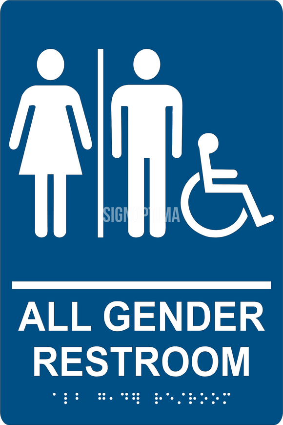 ADA Compliant All Gender Accessible Restroom Sign with Braille-Restroom Sign-SignOptima