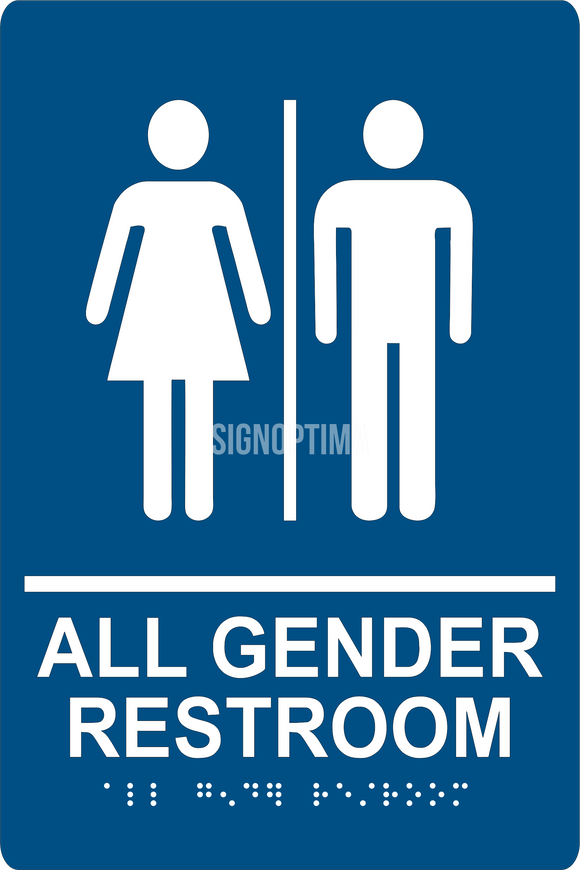 ADA Compliant All Gender Restroom Sign With Braille II-Restroom Sign-SignOptima