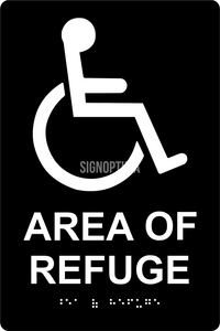 ADA Compliant AREA OF REFUGE Sign,Acrylic Braille 6"x9"-ADA Sign-SignOptima