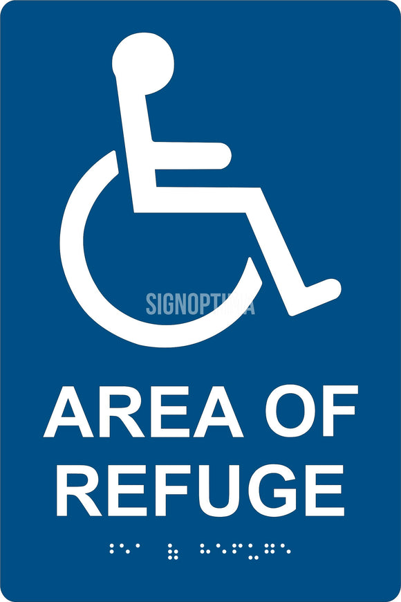 ADA Compliant AREA OF REFUGE Sign,Acrylic Braille 6