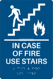 ADA Compliant Elevator Sign,IN CASE OF FIRE USE STAIRS,Acrylic Braille 6"x9"-ADA Sign-SignOptima