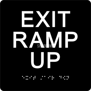 ADA Compliant EXIT RAMP UP Sign,Acrylic Braille 6"x6"-ADA Sign-SignOptima