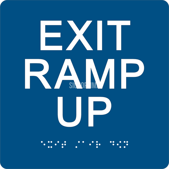 ADA Compliant EXIT RAMP UP Sign,Acrylic Braille 6