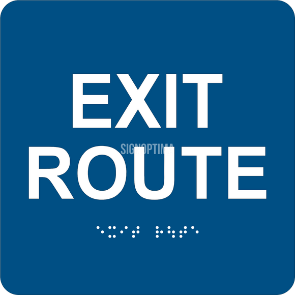 ADA Compliant EXIT ROUTE Sign,Acrylic Braille 6