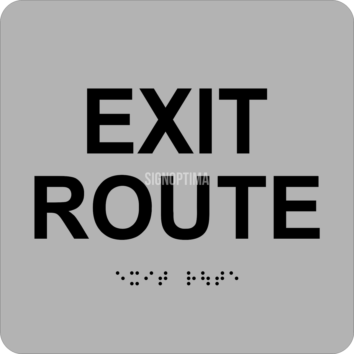 ADA Compliant Exit Route Sign – 6"x6" Tactile with Braille — Color &amp; detail