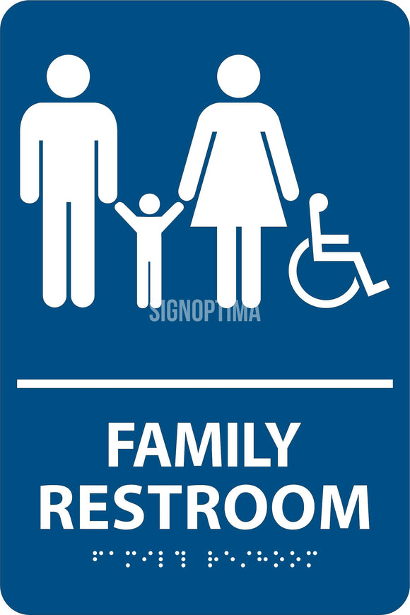 ADA Compliant Family Restroom Braille Sign-Restroom Sign-SignOptima