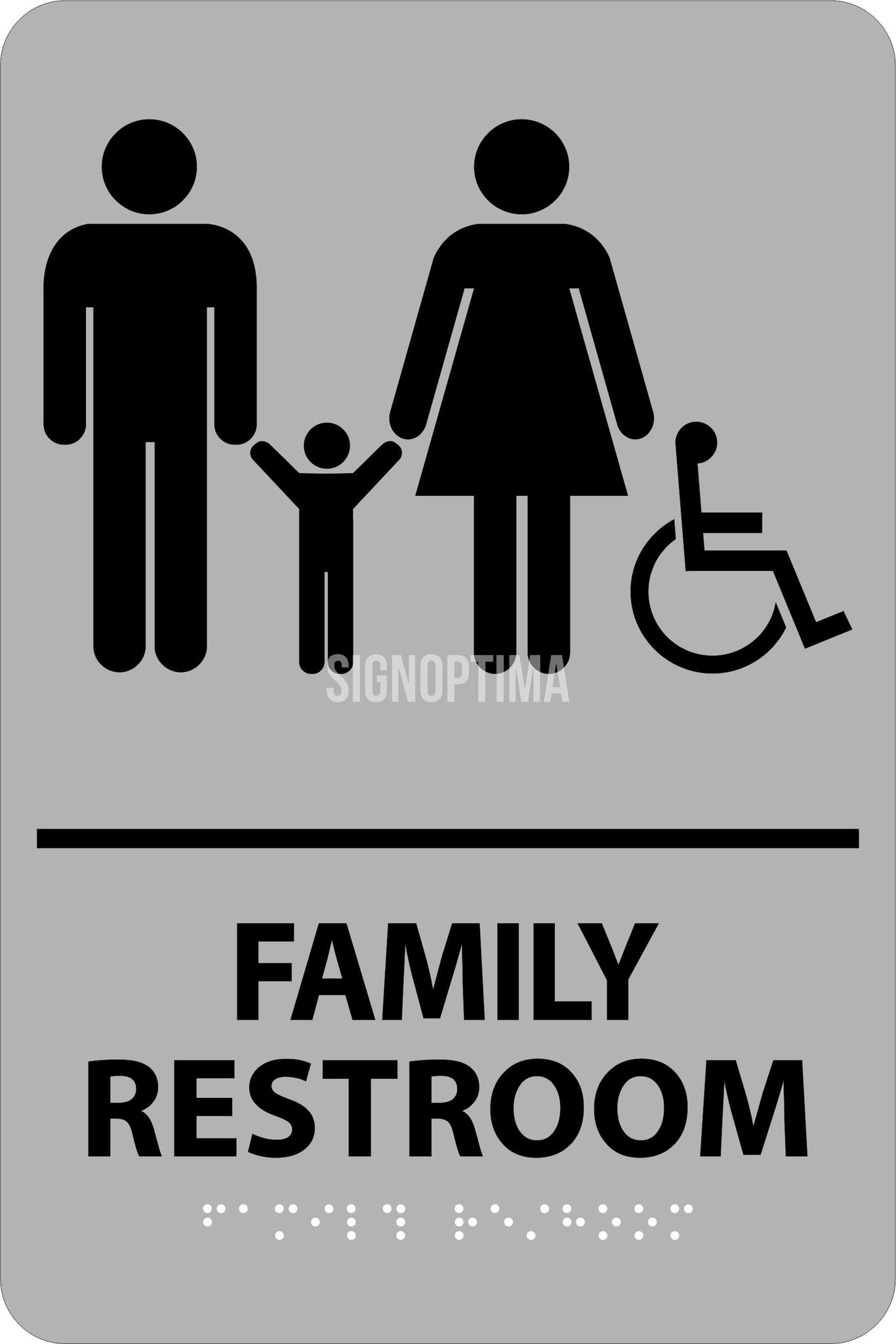 SignOptima™️ ADA Compliant Family Restroom Braille Sign