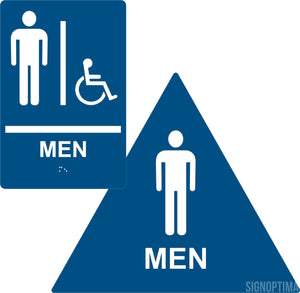 ADA Compliant Men's Restroom Sign Bundle, Braille Sign and Door Sign-Restroom Sign-SignOptima