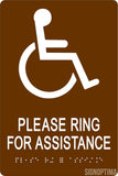 ADA Compliant " PLEASE RING FOR ASSISTANCE" Acrylic Braille Sign-ADA Sign-SignOptima