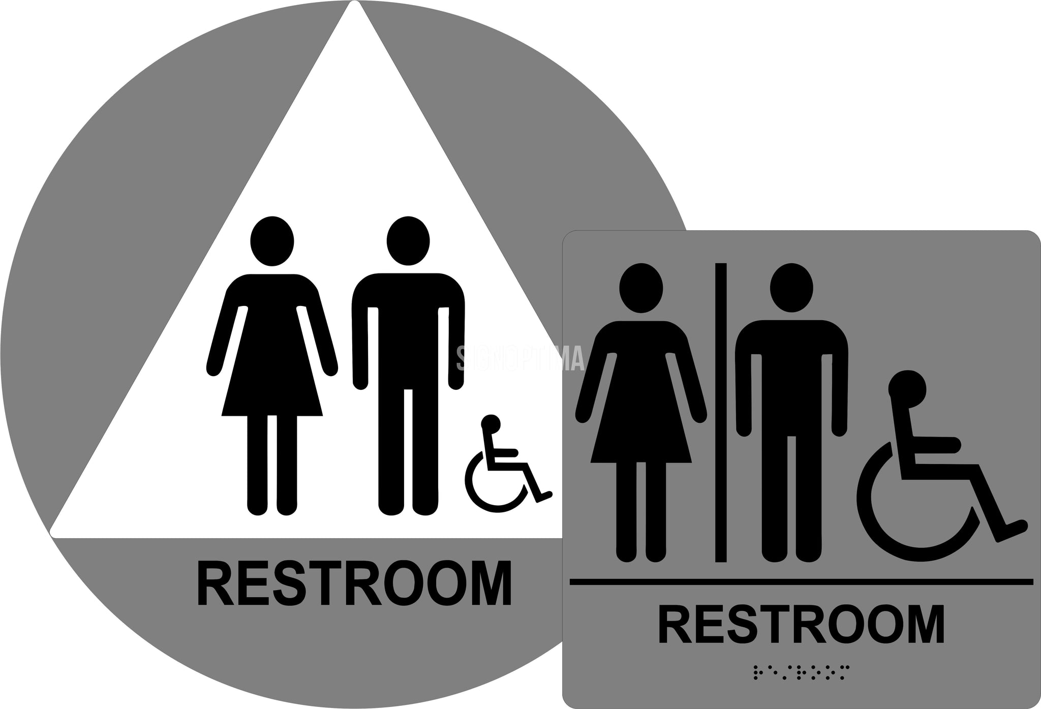 ADA Men & Womens Bathroom Signs with Braille 3M Tape Light store Woodgrain