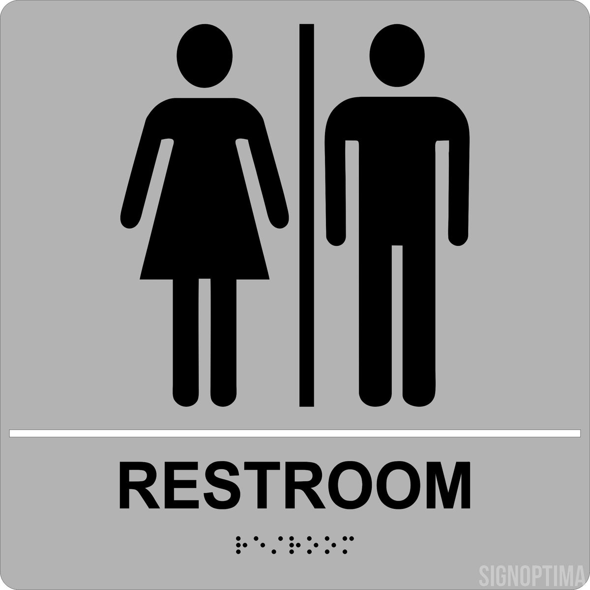 SignOptima™️ ADA Compliant Unisex Restroom Braille Sign ,8