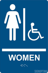 ADA Compliant Women Restroom Sign with Braille , Wall Sign-ADA Sign-SignOptima